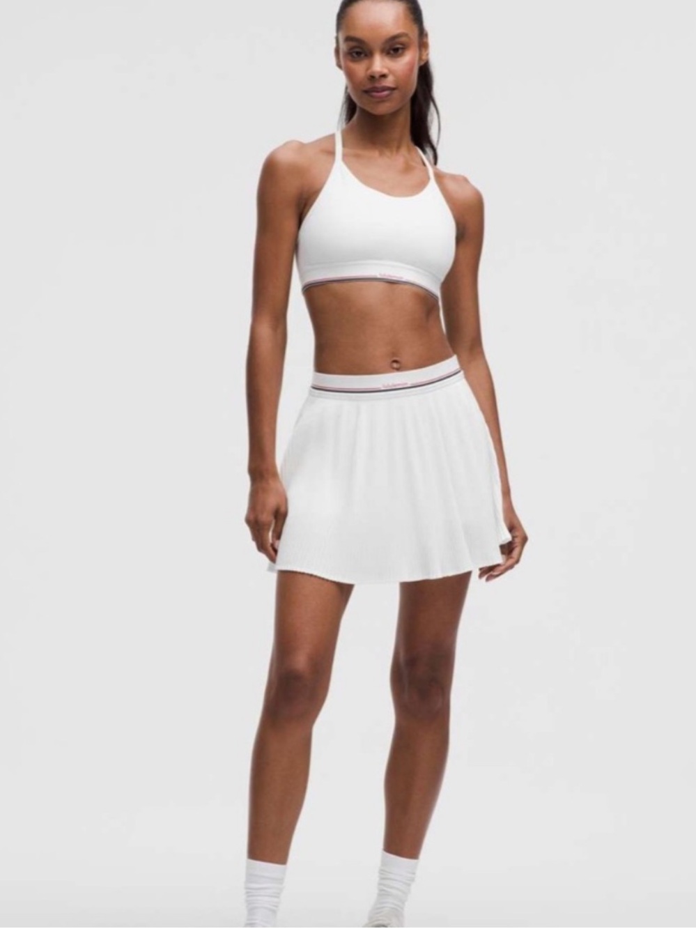 Lululemon Logo-Waist Micro-Pleat Mid-Rise Tennis Skirt Long White size XXS - Picture 3 of 11
